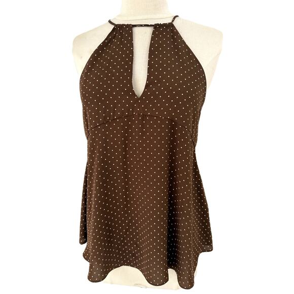 Zara Basic Brown White Polka Dot Sleeveless blouse XS - Picture 1 of 9